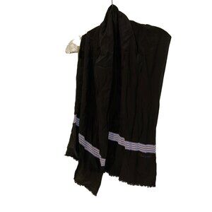 calvin klein collection Designer vintage 100% SILK Black BLue Stripes scarf 90s